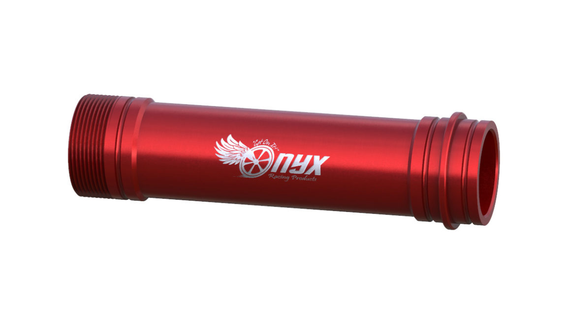 Onyx Axle, Front - BMX 100-20mm Thru 040974 Onyx Logo in Red