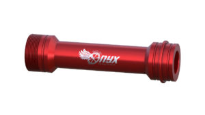 Onyx Axle, Front - MTB DJ 100-15mm Thru 086254 Onyx Logo in Red
