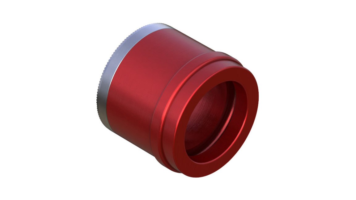 Onyx Endcap, Knurled - Left, CL 12mm Thru 100409 in Red